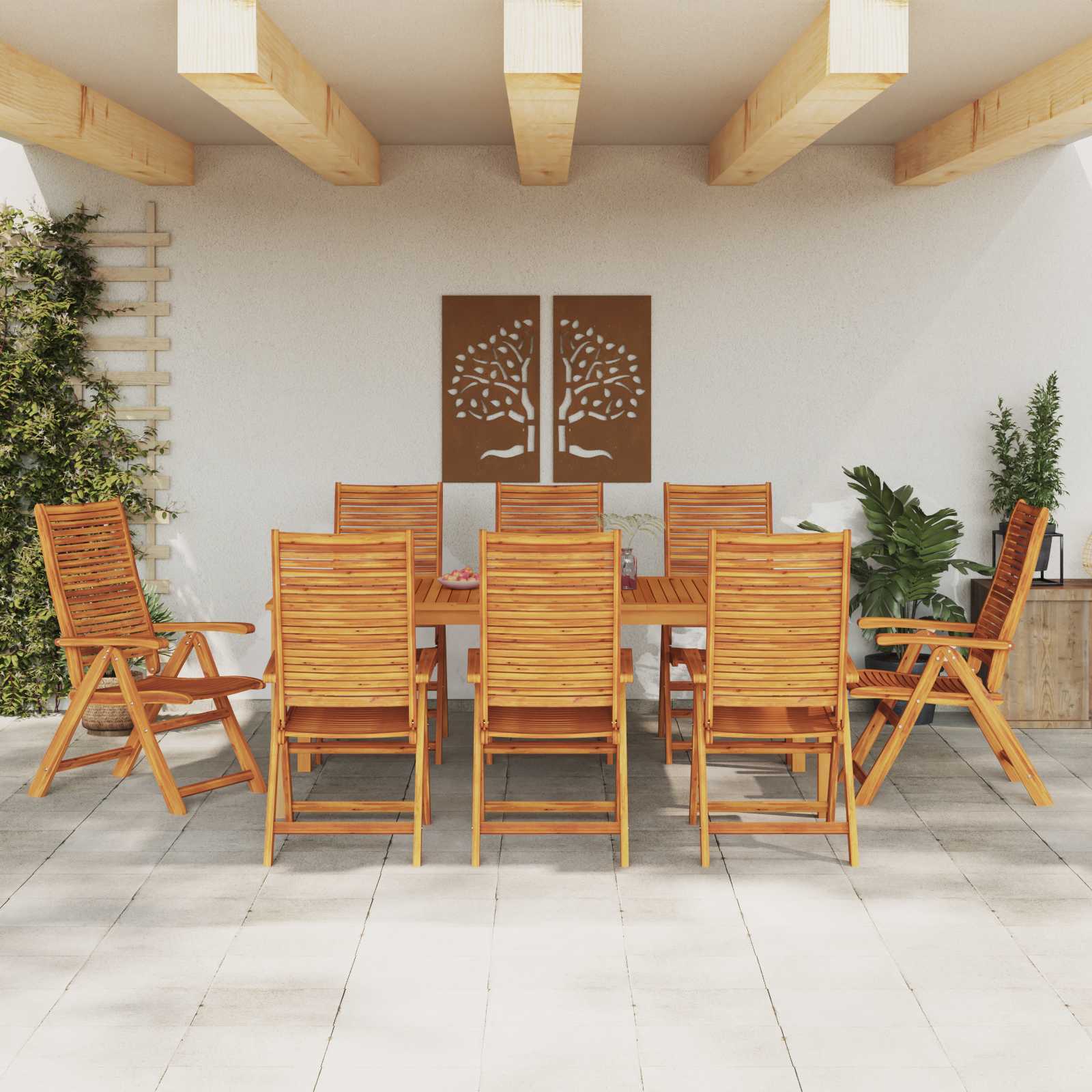 Garten Essgruppe 9 pcs Braun Massivholz Akazie