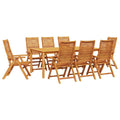 Garten Essgruppe 9 pcs Braun Massivholz Akazie