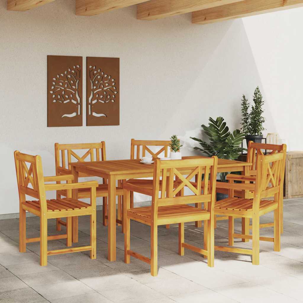 Garten Essgruppe 7 pcs Braun Massivholz Akazie