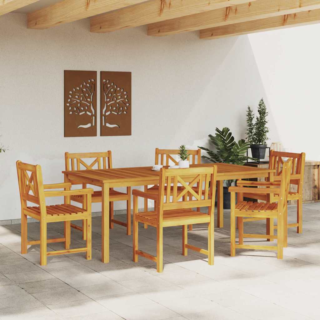 Garten Essgruppe 7 pcs Braun Massivholz Akazie