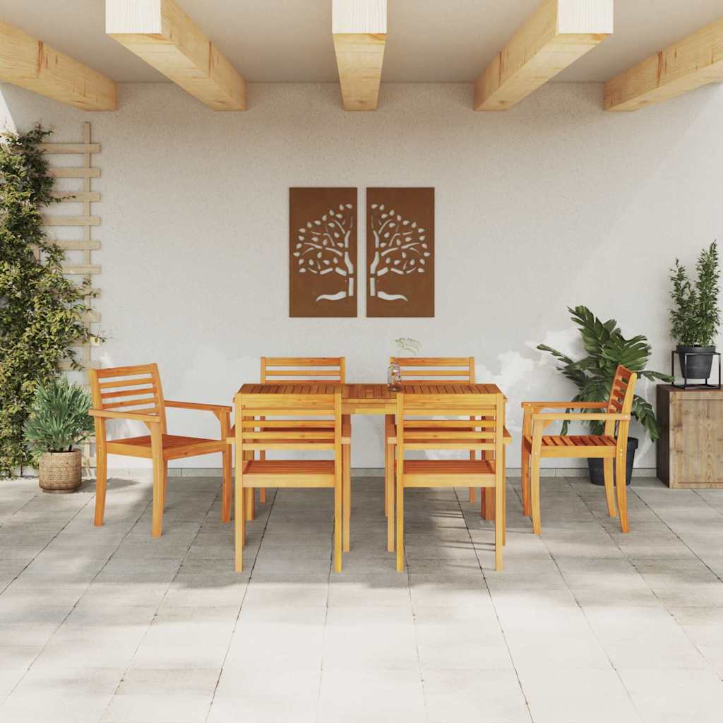 Garten Essgruppe 7 pcs Braun Massivholz Akazie