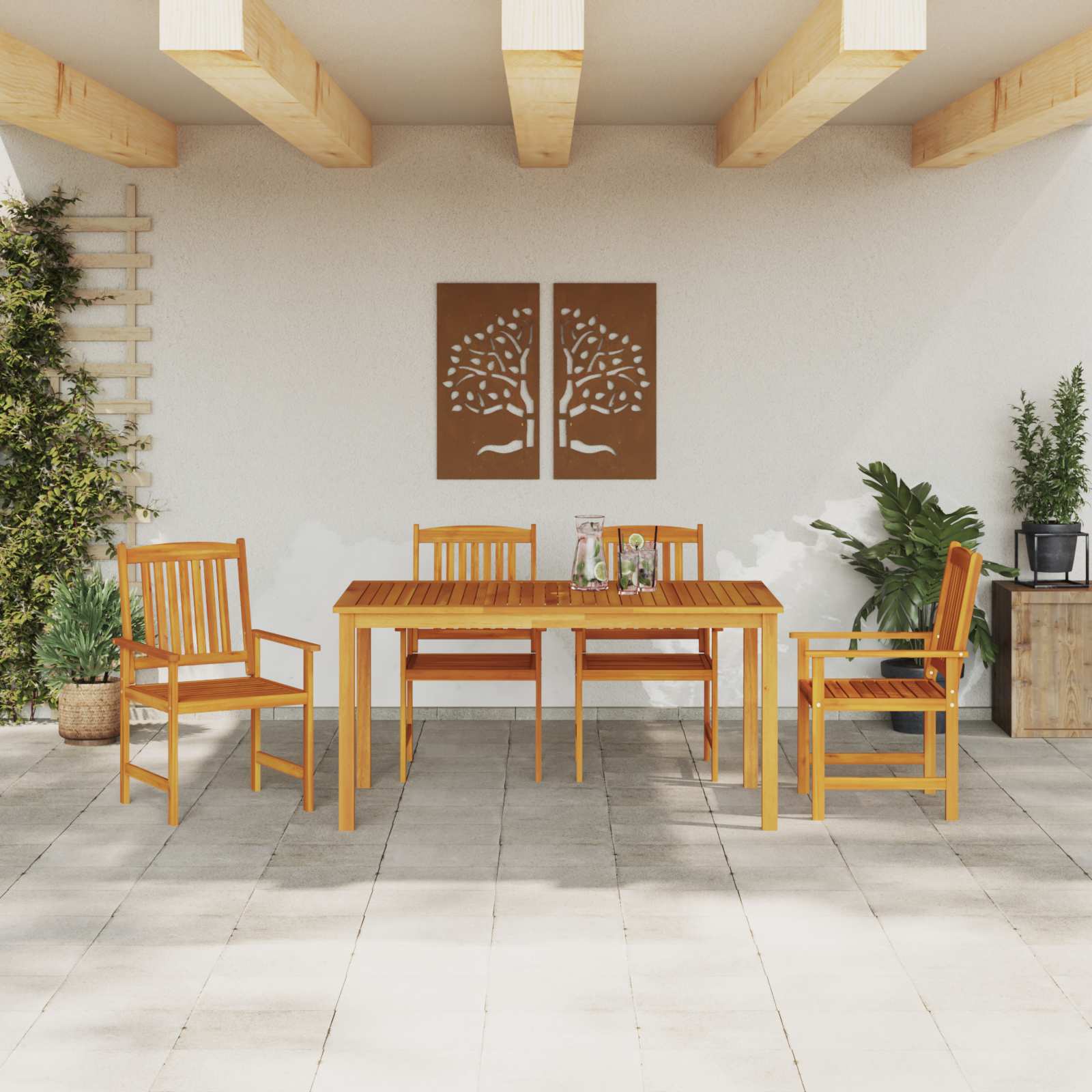 Garten Essgruppe 5 pcs Braun Massivholz Akazie
