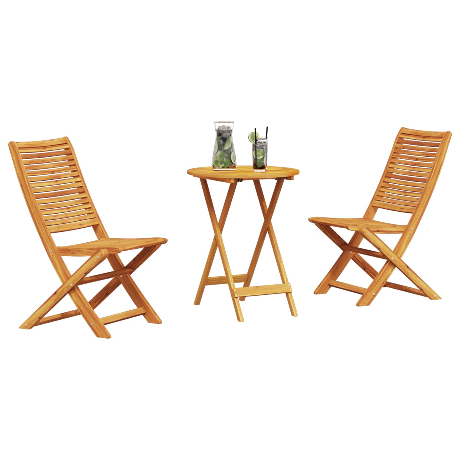 Klapp Bistro Set 3 pcs Braun Massivholz Akazie