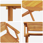 Klapp Bistro Set 3 pcs Braun Massivholz Akazie