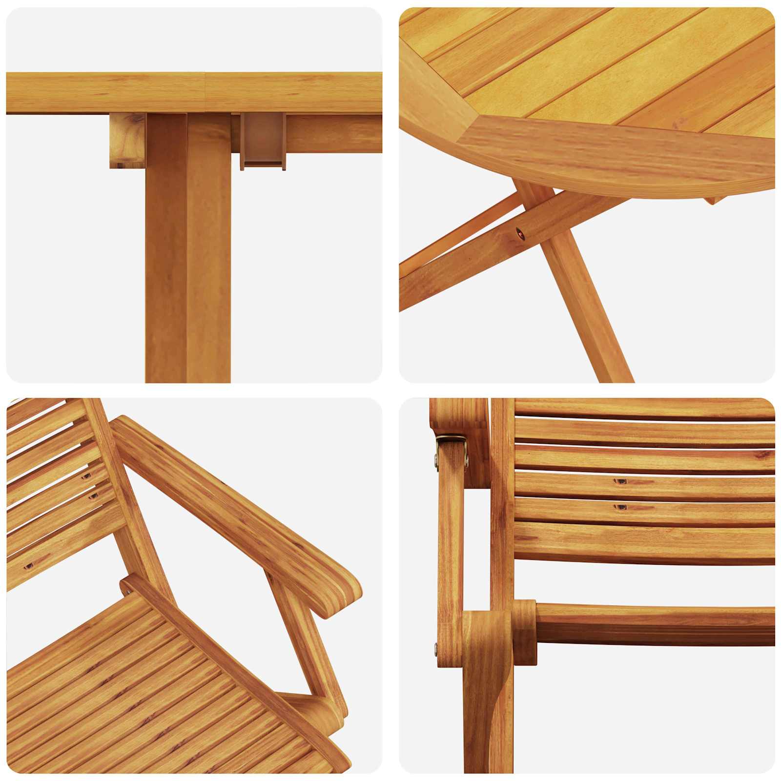 Klapp Bistro Set 3 pcs Braun Massivholz Akazie