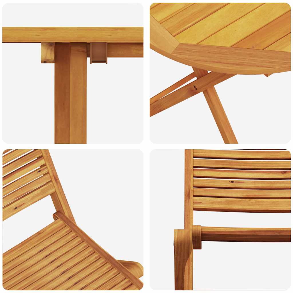 Klapp Bistro Set 3 pcs Braun Massivholz Akazie