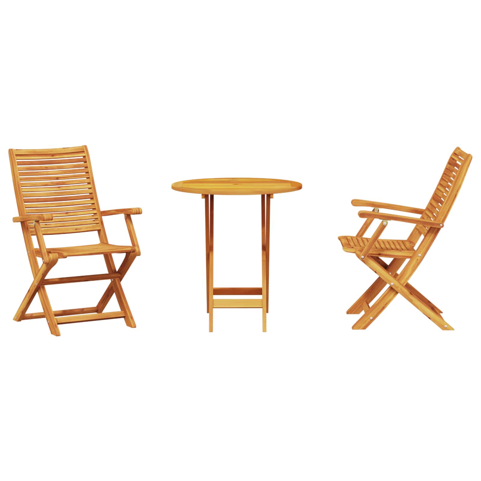Klapp Bistro Set 3 pcs Braun Massivholz Akazie