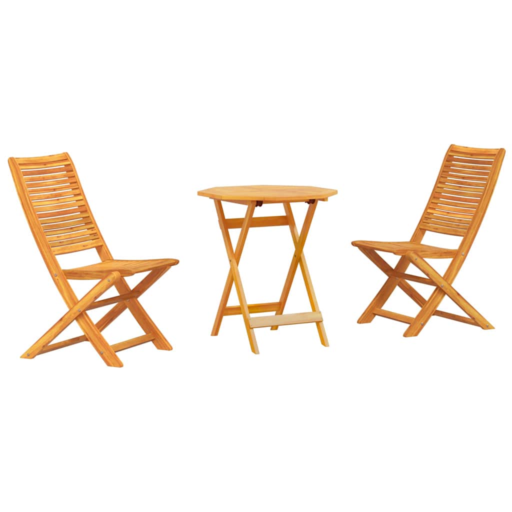 Klapp Bistro Set 3 pcs Braun Massivholz Akazie