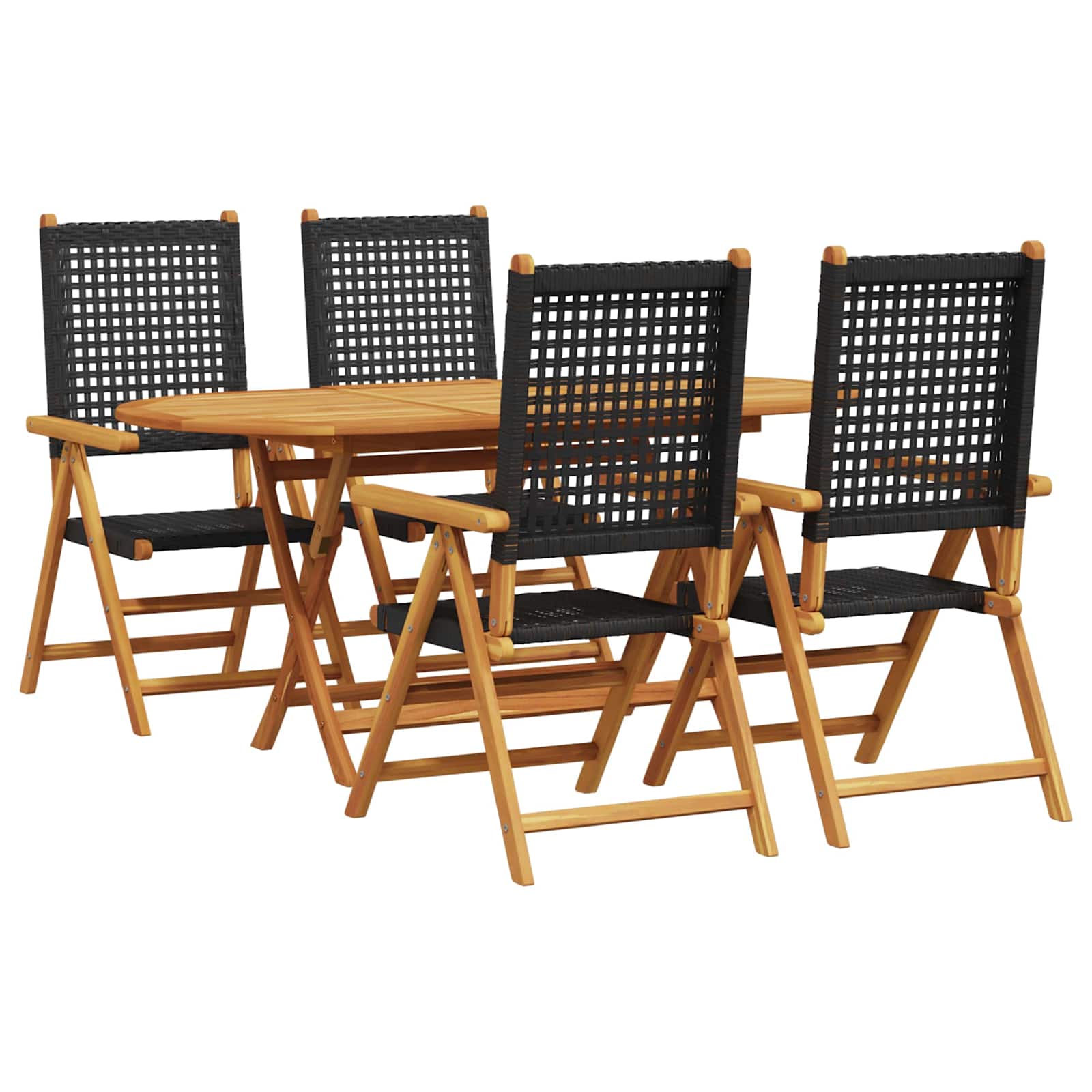 Garten Essgruppe 5 pcs Schwarz Massivholz Akazie
