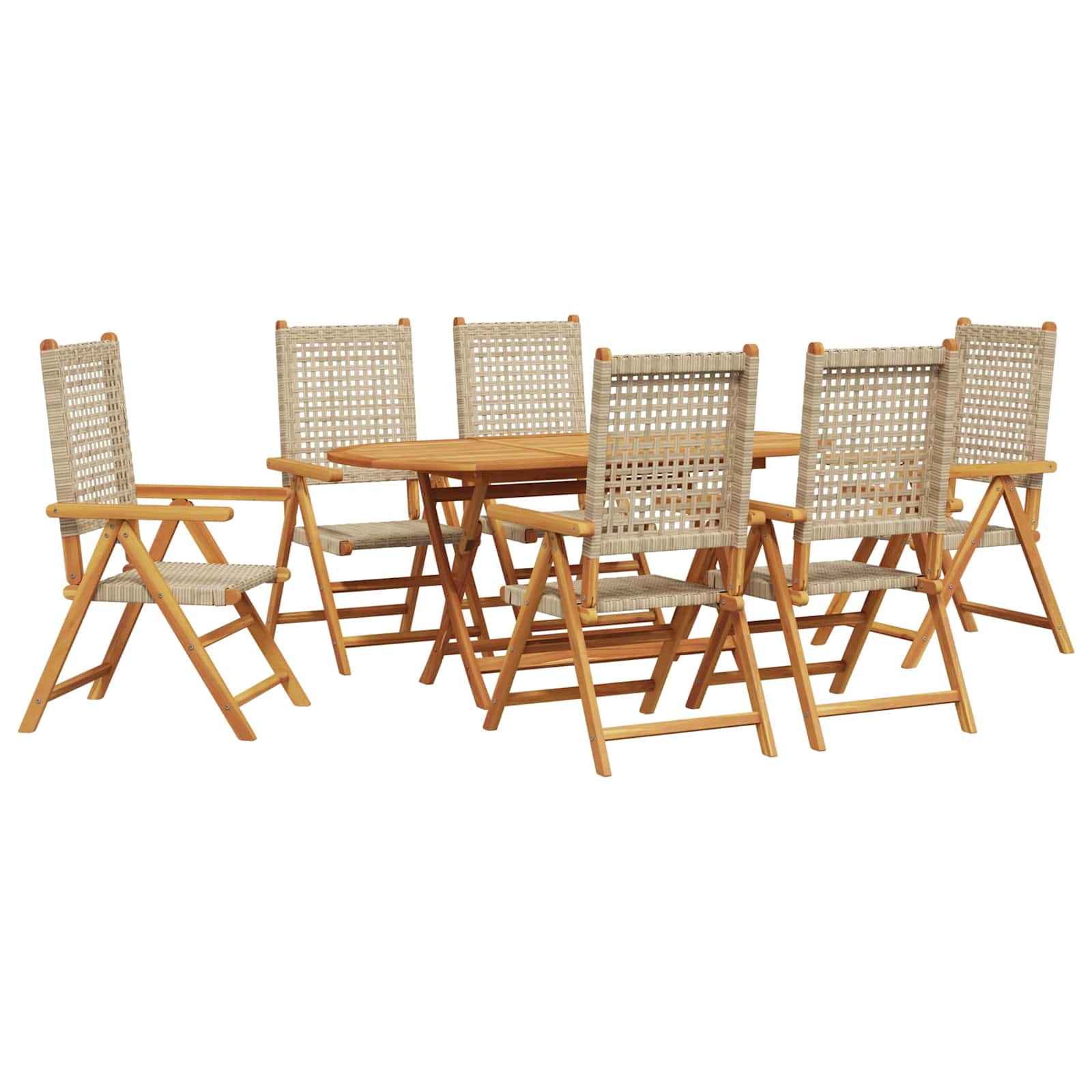 Garten Essgruppe 7 pcs Beige Massivholz Akazie