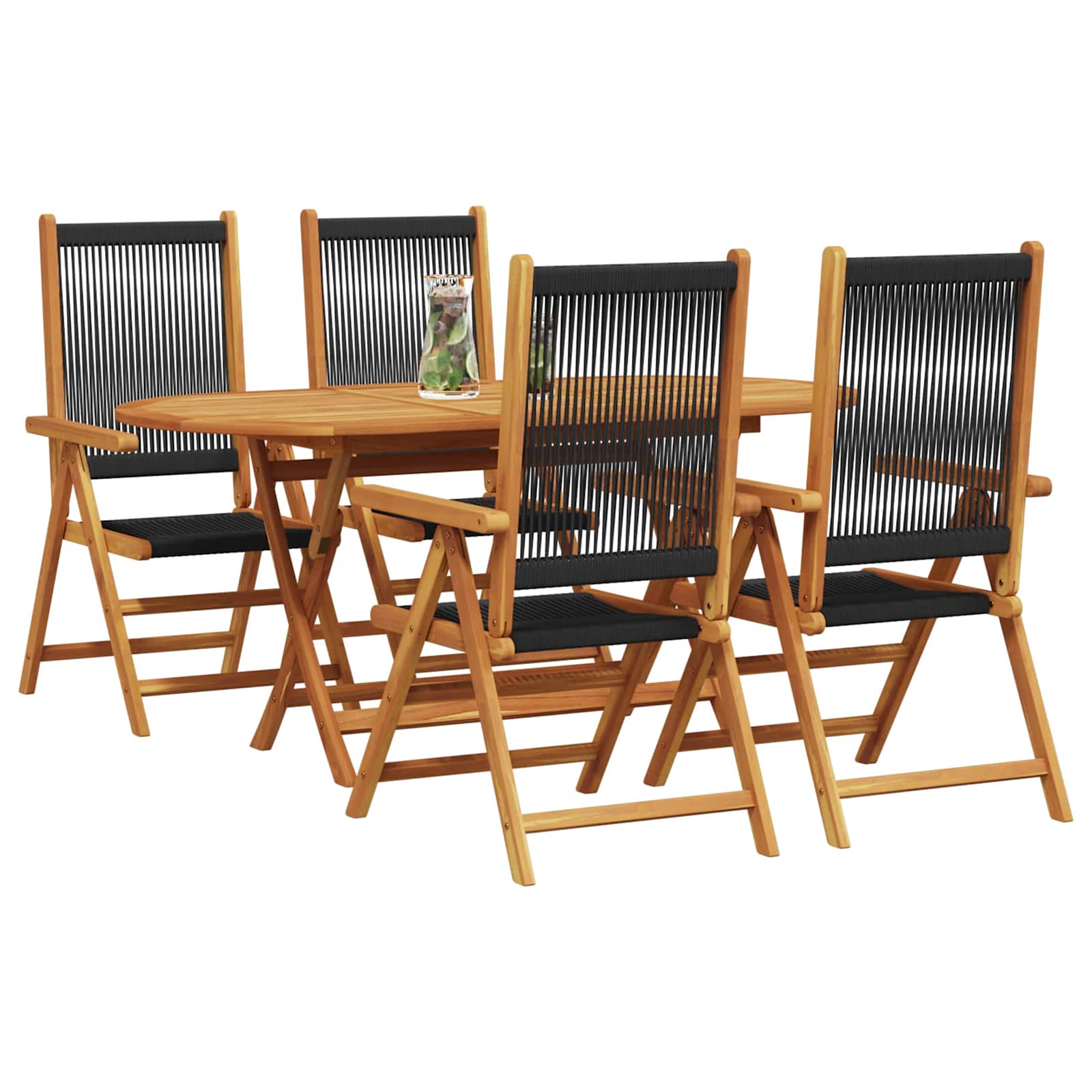 Garten Essgruppe 5 pcs Schwarz Massivholz Akazie