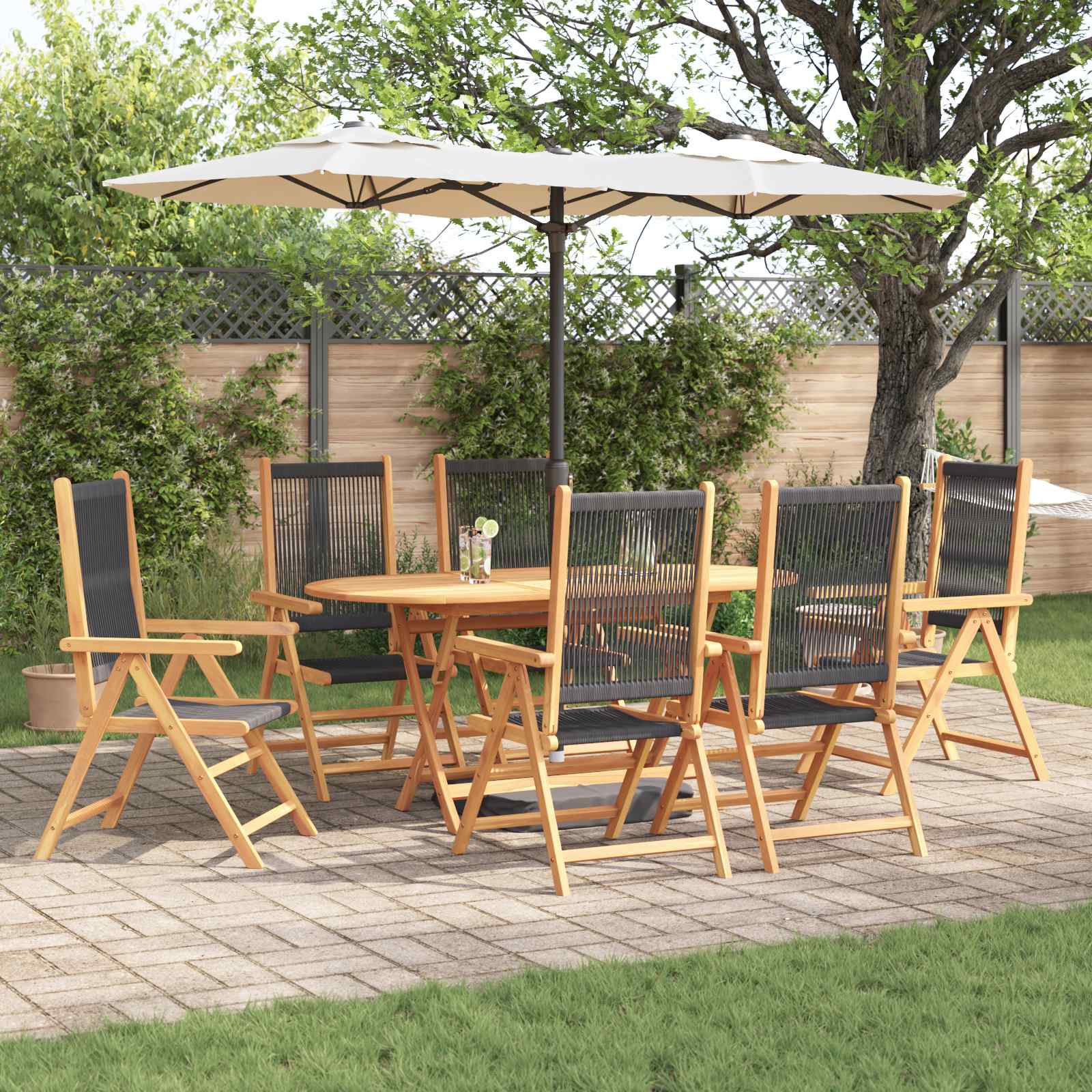 Garten Essgruppe 7 pcs Schwarz Massivholz Akazie