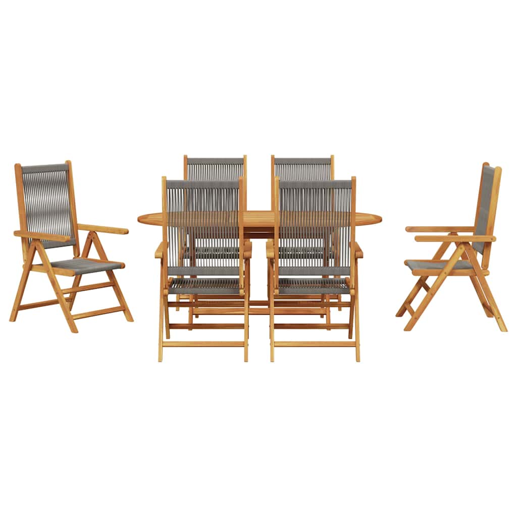 Garten Essgruppe 7 pcs Grau Massivholz Akazie
