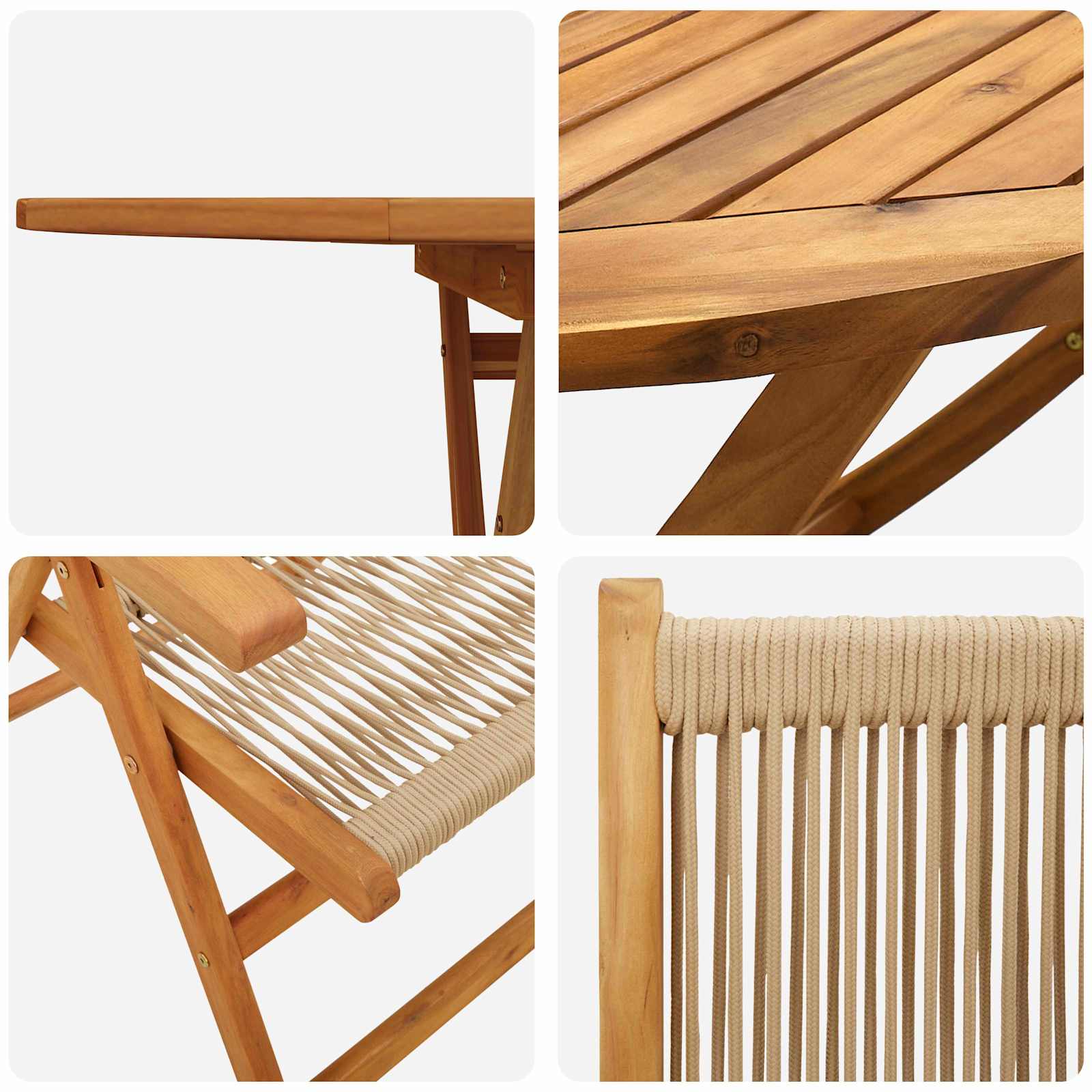 Garten Essgruppe 7 pcs Beige Massivholz Akazie