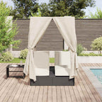 Doppelte Sonnenliege Warmes Weiß 205 x 129 x 200 cm Poly-Rattan