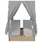 Doppelte Sonnenliege Grau 205 x 129 x 200 cm Poly-Rattan