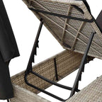 Doppelte Sonnenliege Hellgrau 205 x 129 x 200 cm Poly-Rattan