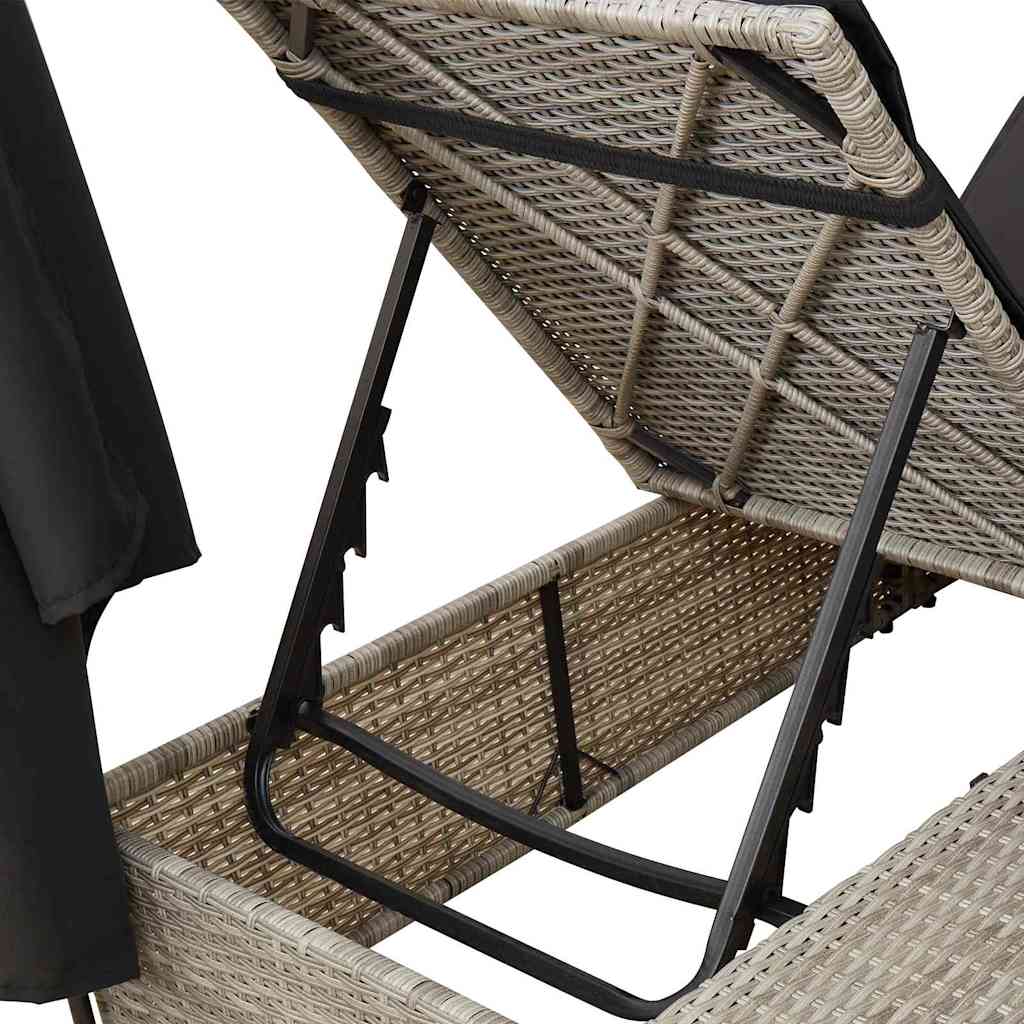 Doppelte Sonnenliege Hellgrau 205 x 129 x 200 cm Poly-Rattan