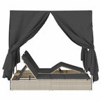 Doppelte Sonnenliege Hellgrau 205 x 129 x 200 cm Poly-Rattan