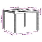 Gartentisch Anthrazit 100 x 100 x 73 cm Poly-Rattan