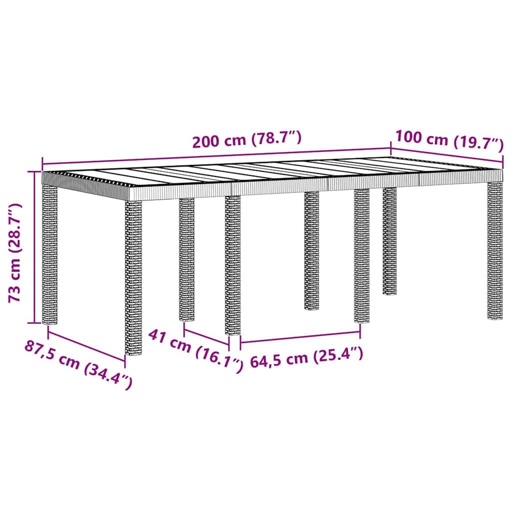 Gartentisch Weiß 200 x 100 x 73 cm Poly-Rattan