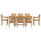 Garten Essgruppe 9 pcs Braun Massivholz Teak
