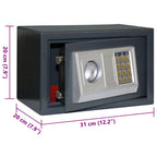 Digitaler Safe mit Schloss Dunkelgrau 31 x 20 x 20 cm Stahl