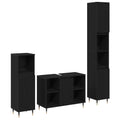 Badezimmermöbel-Set 3 pcs Schwarz Eichen-Optik Holzwerkstoff