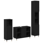 Badezimmermöbel-Set 3 pcs Schwarz Eichen-Optik Holzwerkstoff