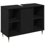 Badezimmermöbel-Set 3 pcs Schwarz Eichen-Optik Holzwerkstoff