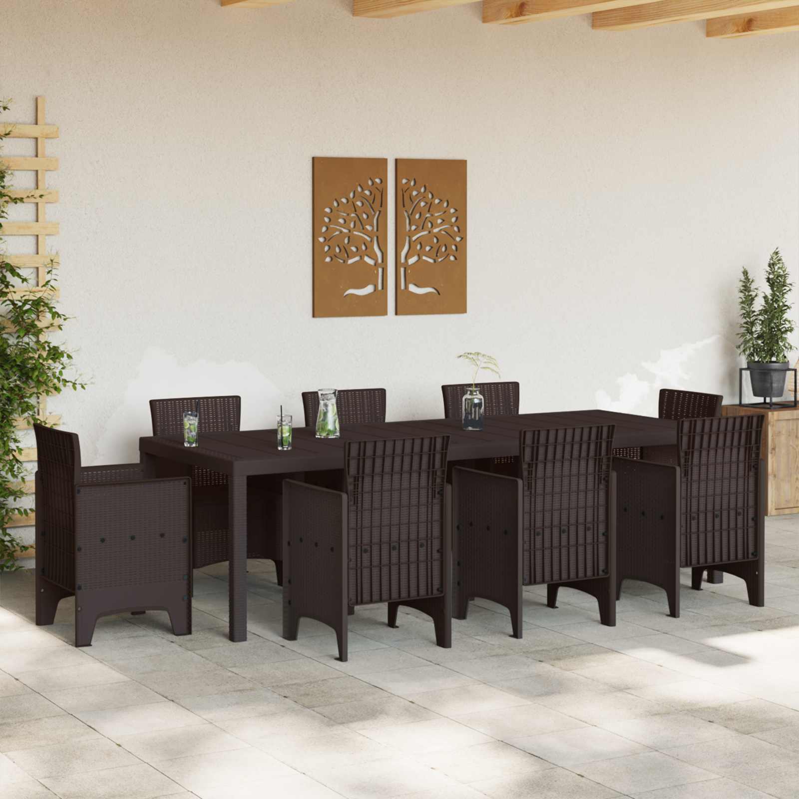 Gartentisch Braun 250 x 100 x 73 cm Poly-Rattan