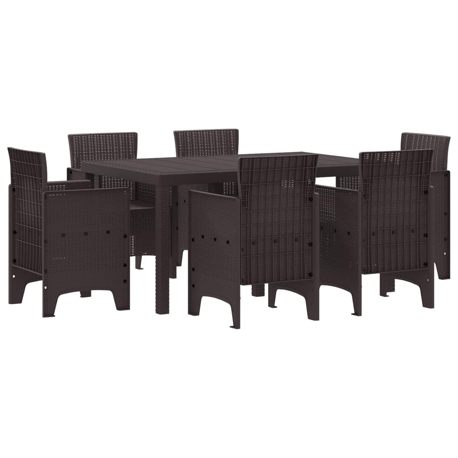 Garten Essgruppe 7 pcs Braun Polt Rattan
