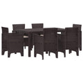 Garten Essgruppe 7 pcs Braun Polt Rattan