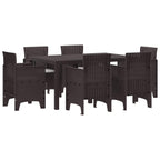 Garten Essgruppe 7 pcs Braun Polt Rattan