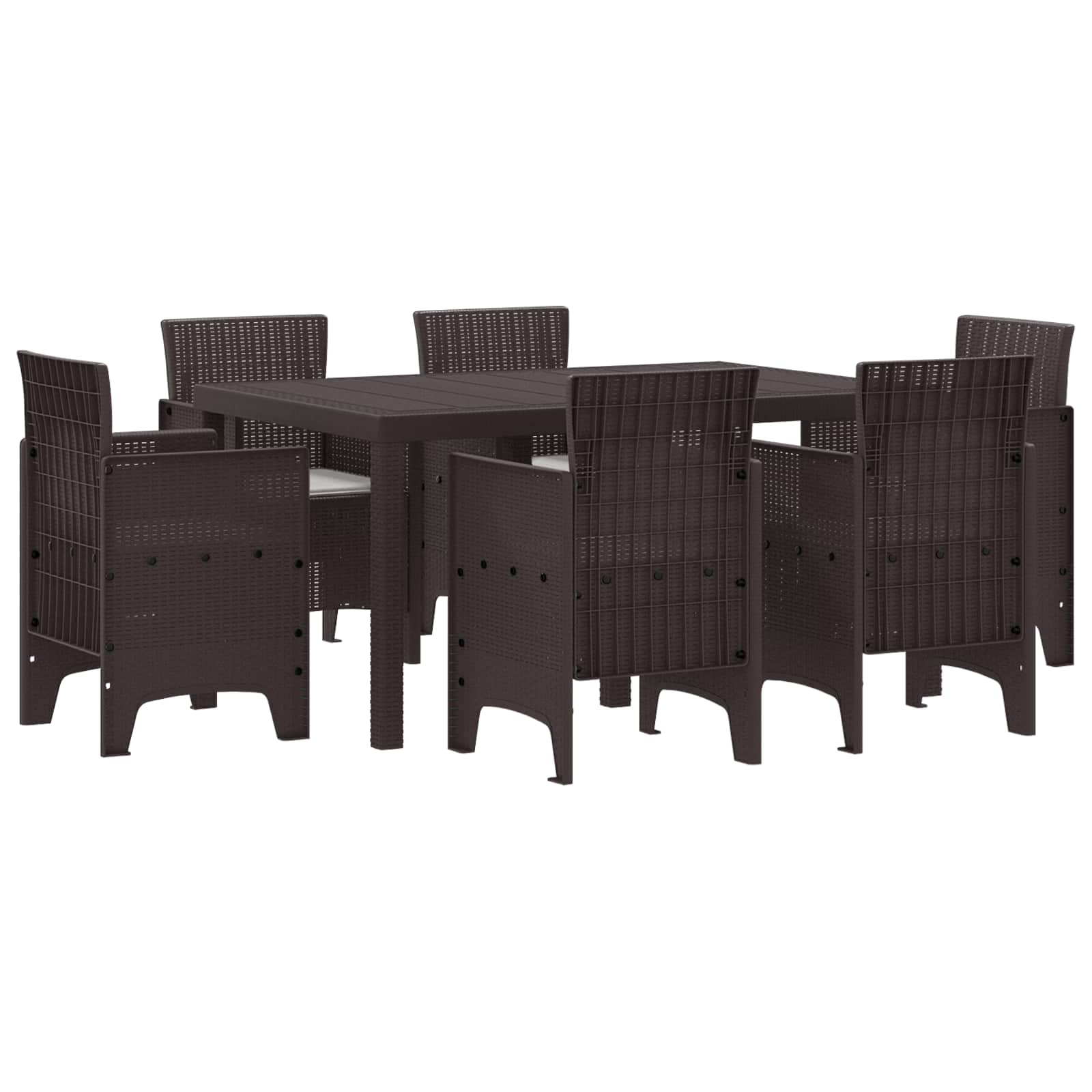Garten Essgruppe 7 pcs Braun Polt Rattan