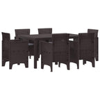 Garten Essgruppe 7 pcs Braun Polt Rattan