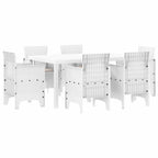 Garten Essgruppe 7 pcs Weiß Polt Rattan