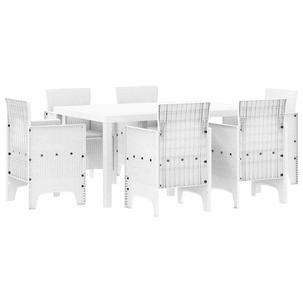 Garten Essgruppe 7 pcs Weiß Polt Rattan
