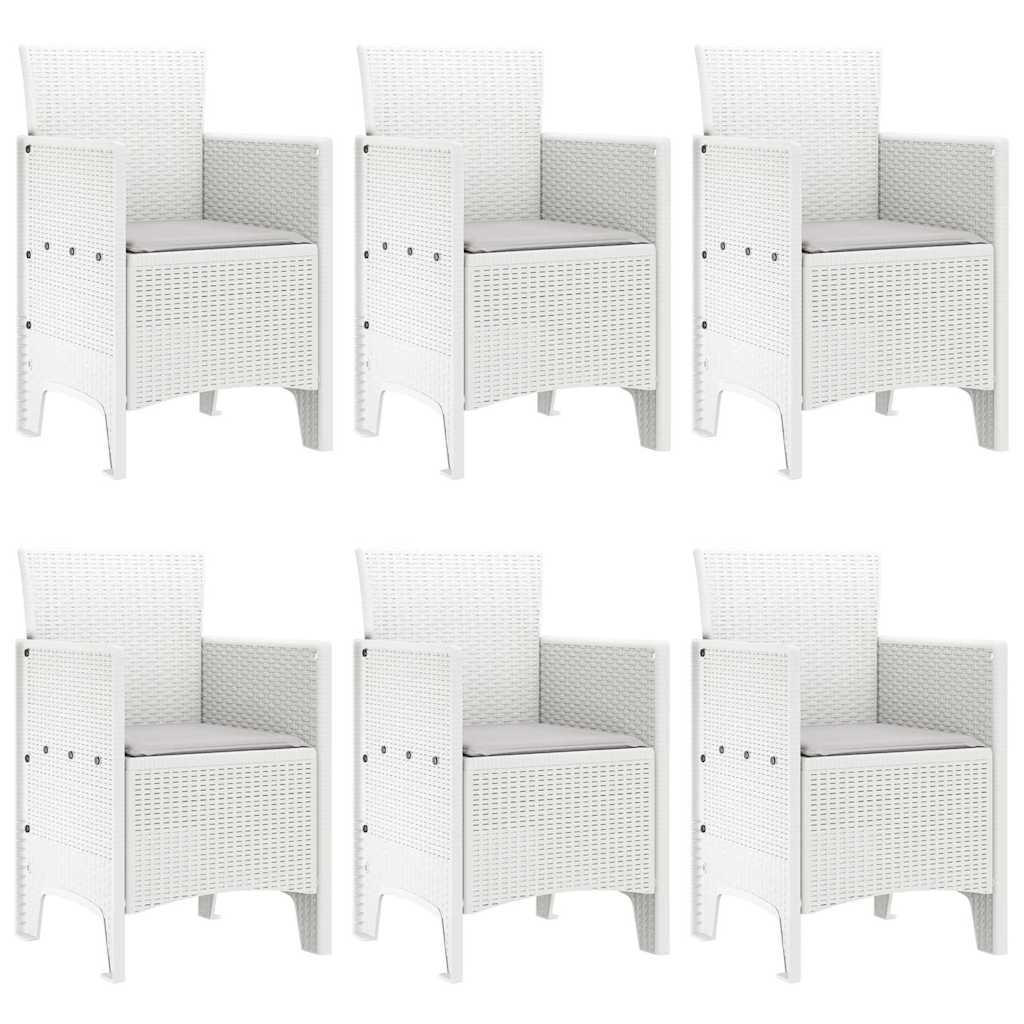 Garten Essgruppe 7 pcs Weiß Polt Rattan