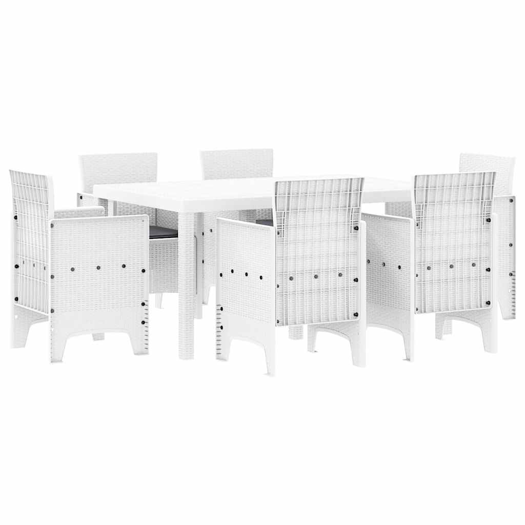 Garten Essgruppe 7 pcs Weiß Polt Rattan