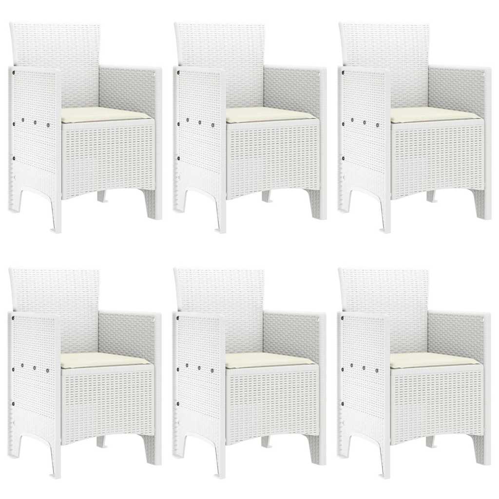 Garten Essgruppe 7 pcs Weiß Polt Rattan