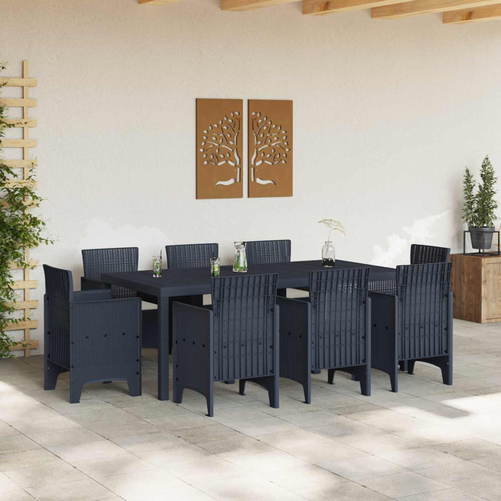 Garten Essgruppe 9 pcs Anthrazit Polypropylen