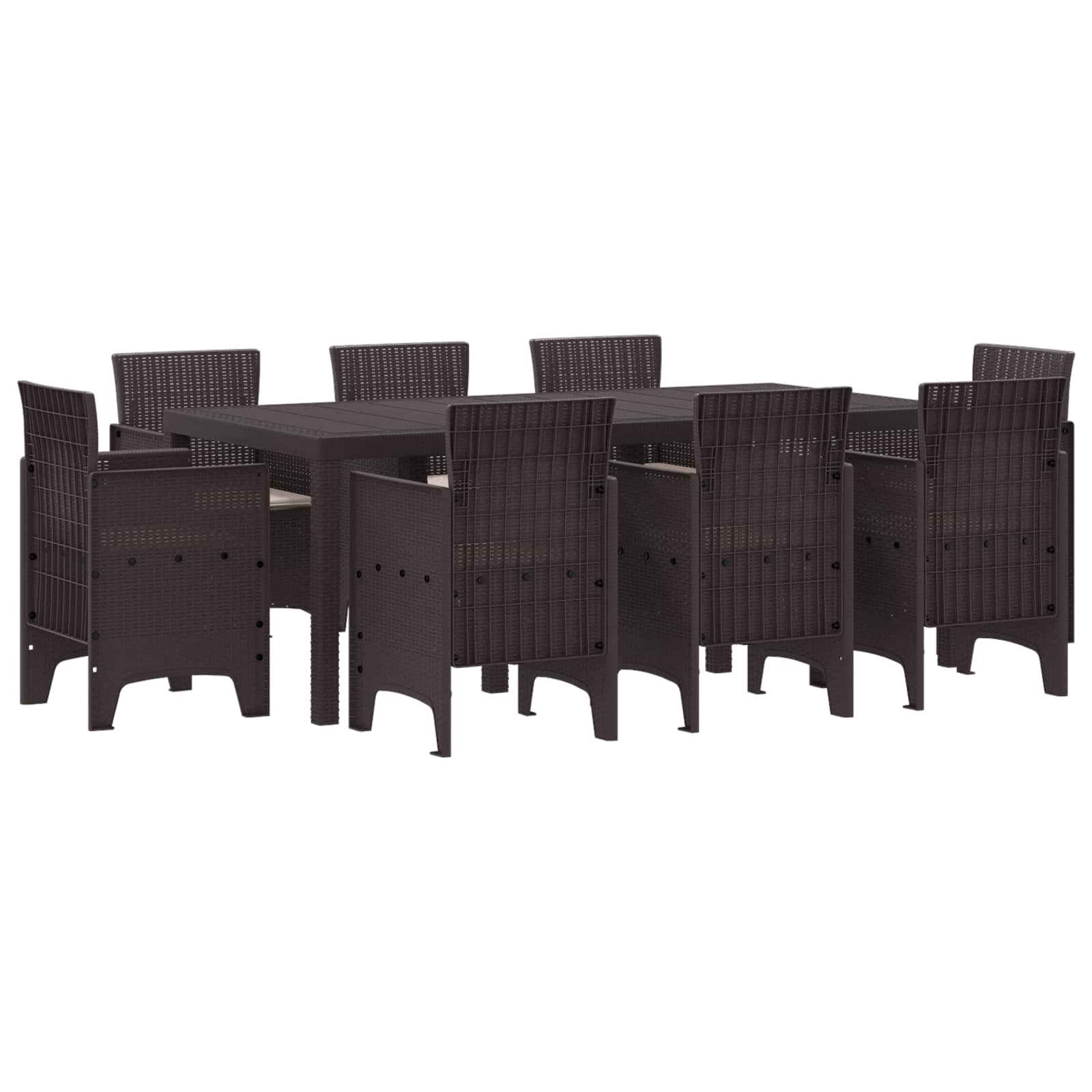 Garten Essgruppe 9 pcs Braun Polypropylen