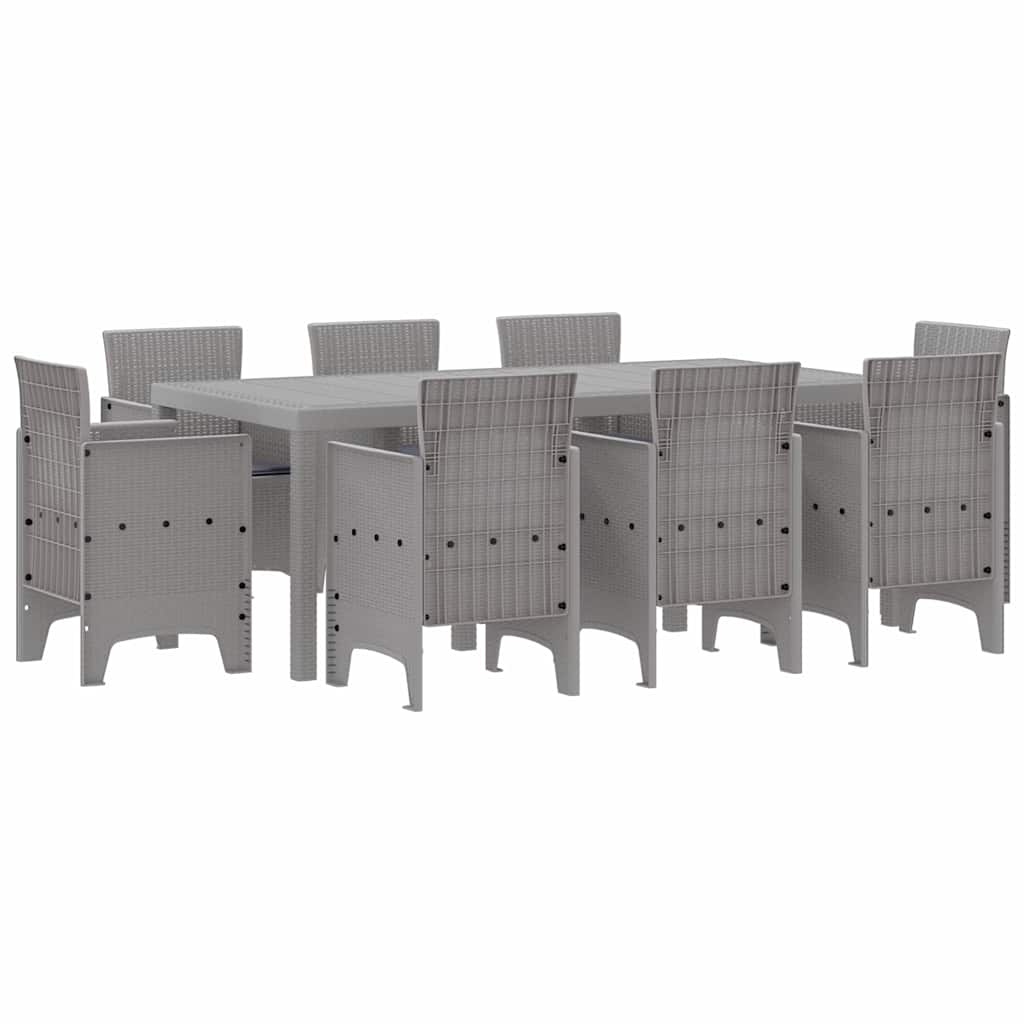 Garten Essgruppe 9 pcs Hellgrau Polypropylen