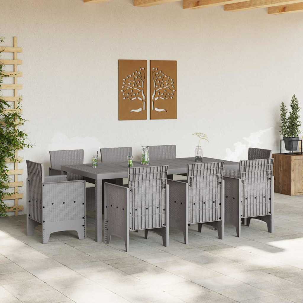 Garten Essgruppe 9 pcs Hellgrau Polypropylen