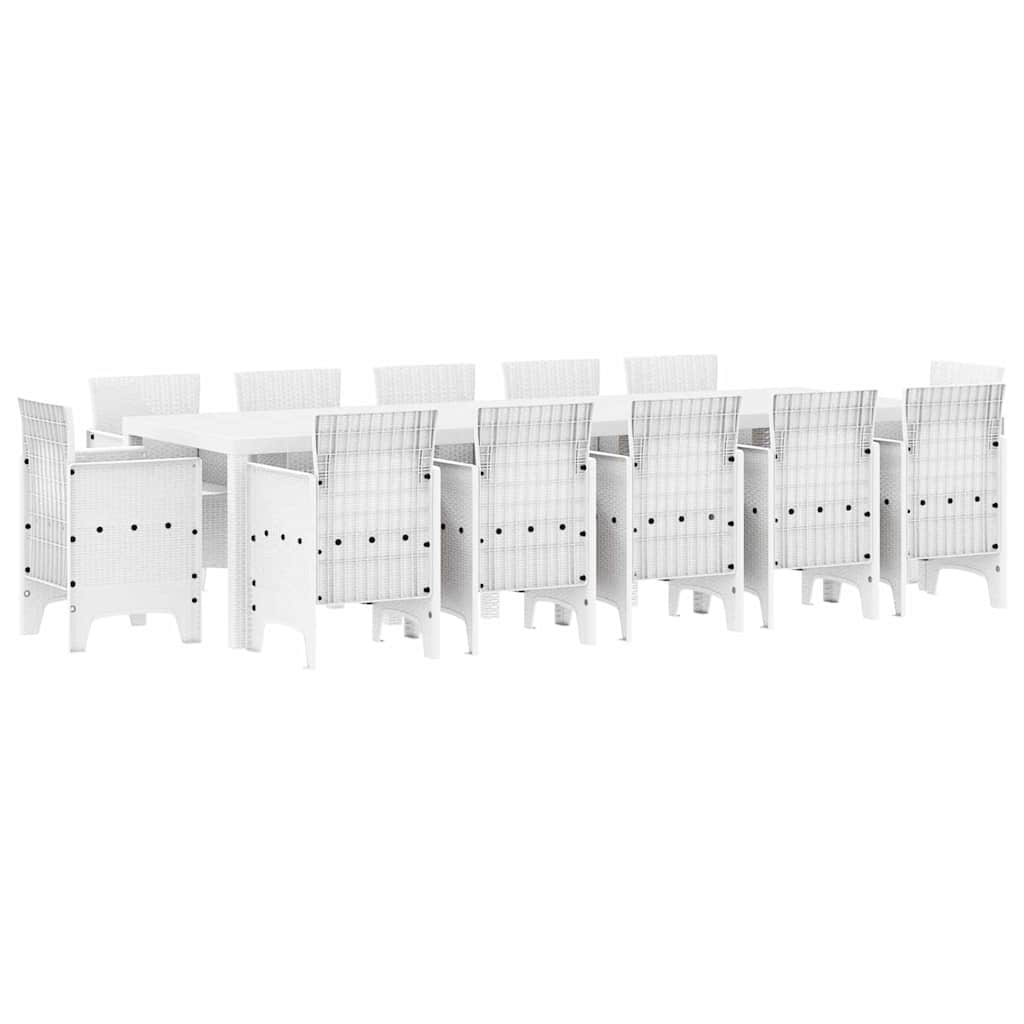 Garten Essgruppe 13 pcs Weiß Poly Rattan