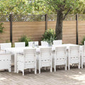 Garten Essgruppe 13 pcs Weiß und Hellgrau Poly-Rattan und Stahl