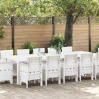 Garten Essgruppe 13 pcs Weiß und Hellgrau Poly-Rattan und Stahl