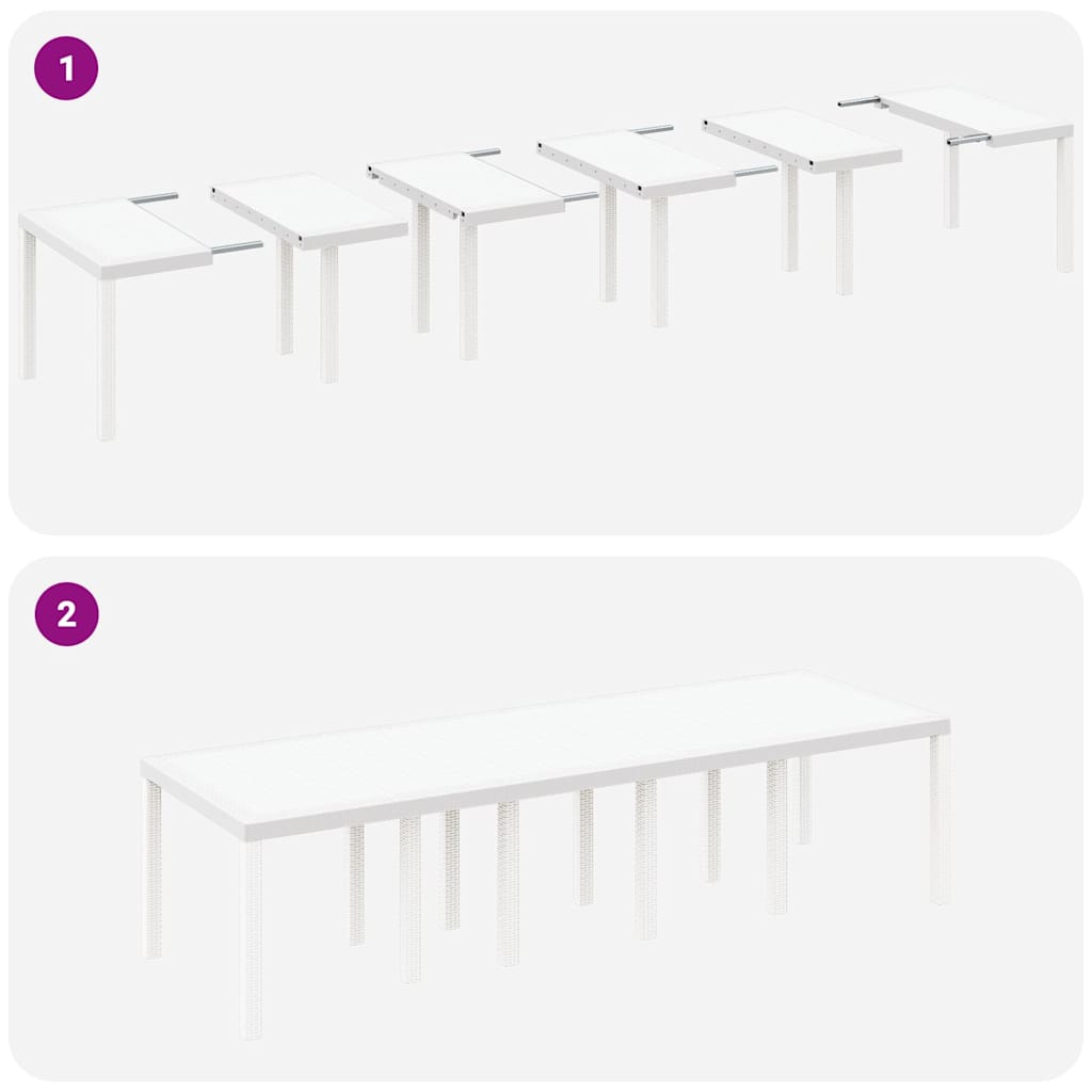 Garten Essgruppe 13 pcs Weiß Synthetisches Rattan und Metall
