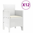 Garten Essgruppe 13 pcs Weiß Poly Rattan und Baumwolle